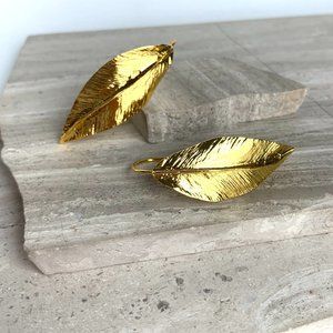 New ~ Anthropologie Gold Leaf Earrings